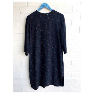& Other Stories Black Floral Viscose Shift Dress